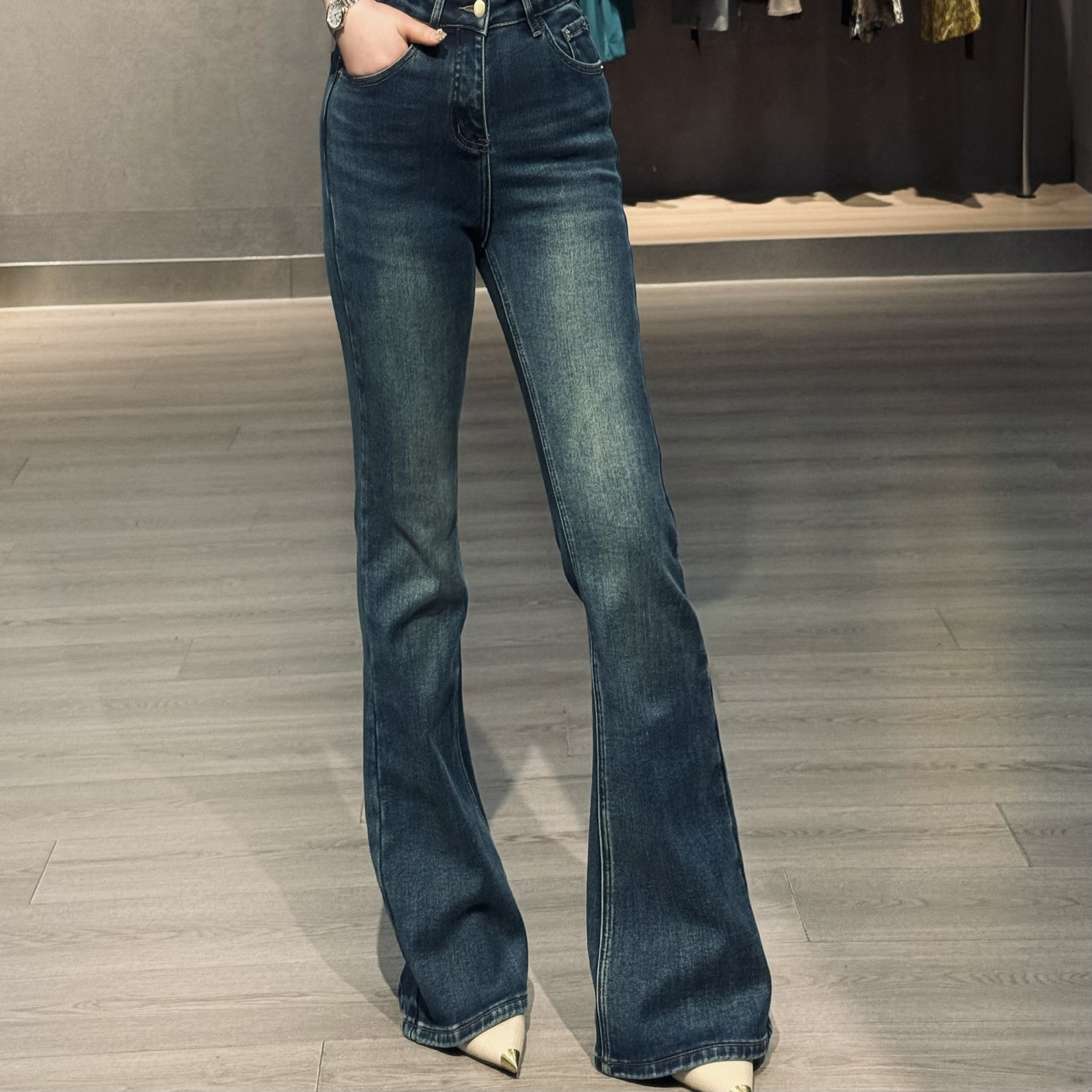 【女王定制】极简老钱风做旧喇叭裤