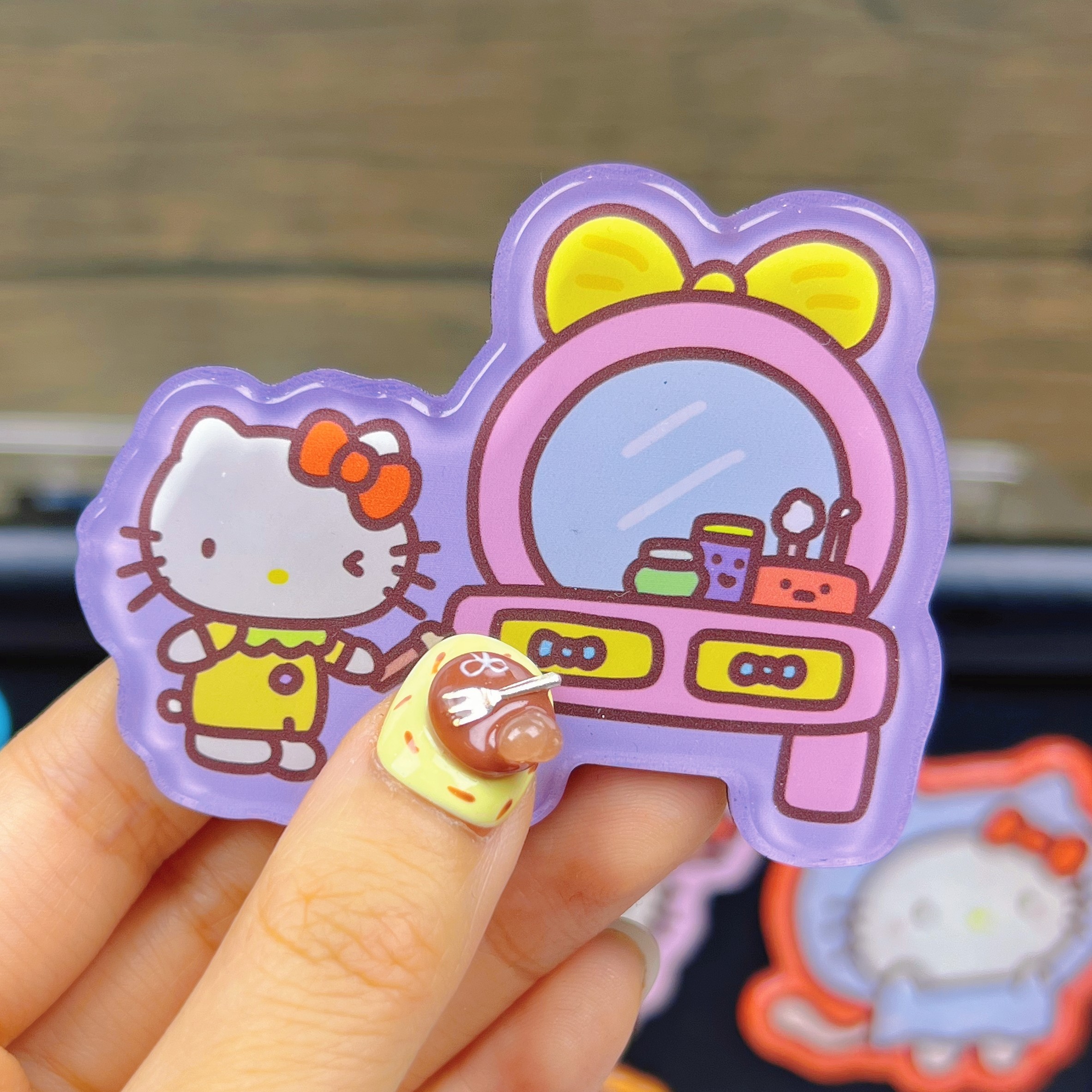 【现拍现装】手绘KittyDIY亚克力仿滴胶冰箱贴