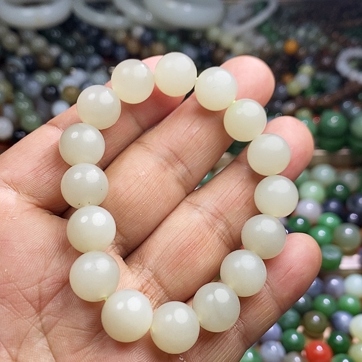 和田玉手串未镶嵌土***1