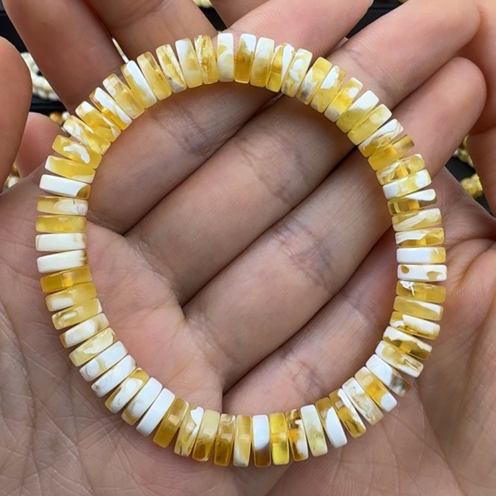 琥珀珠宝奇石未镶嵌金瓷白药片8