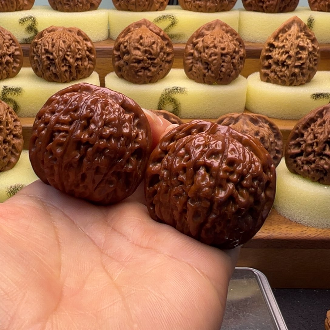 吊坠文玩核桃莲花手把件40