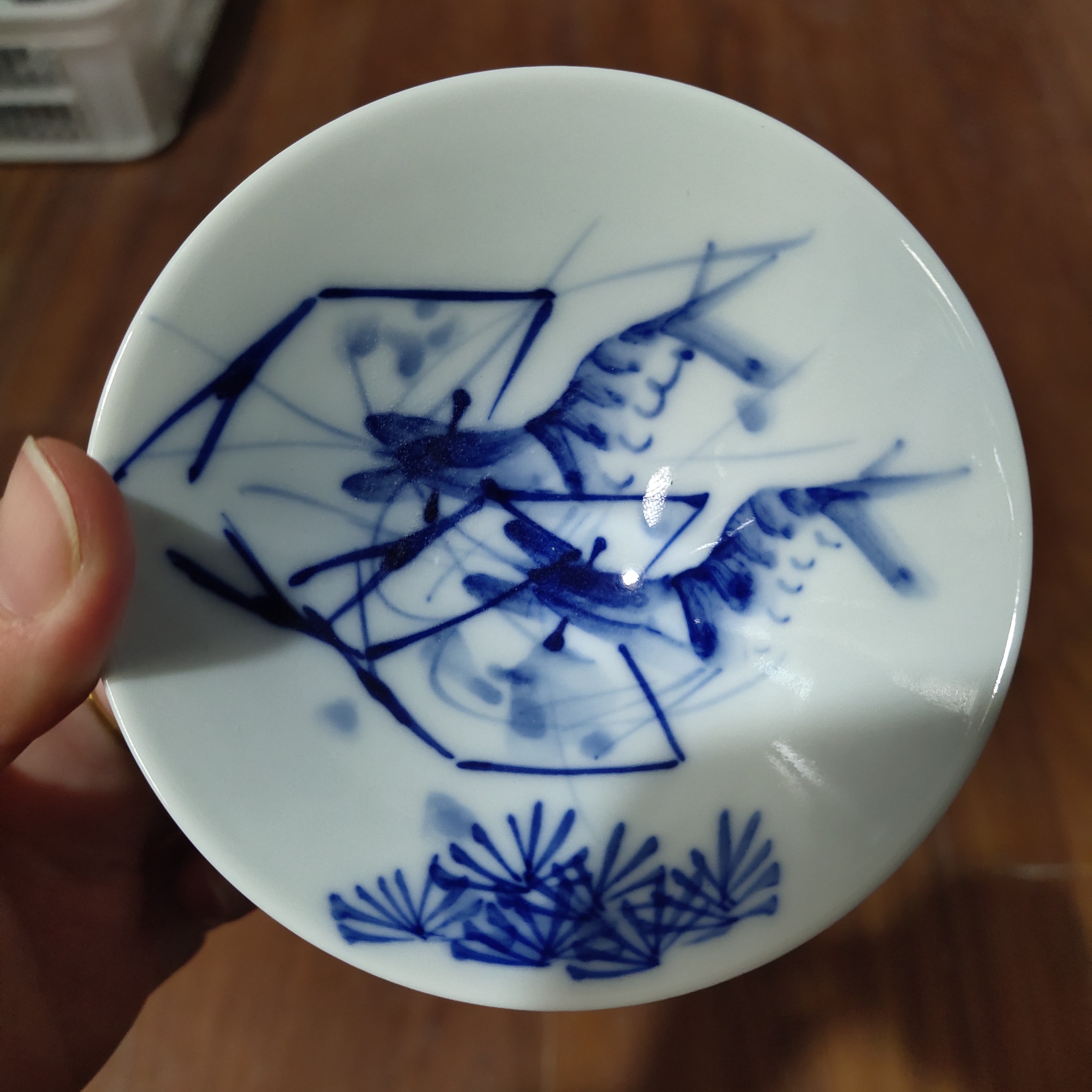 微瑕柴窑虾趣斗笠杯子