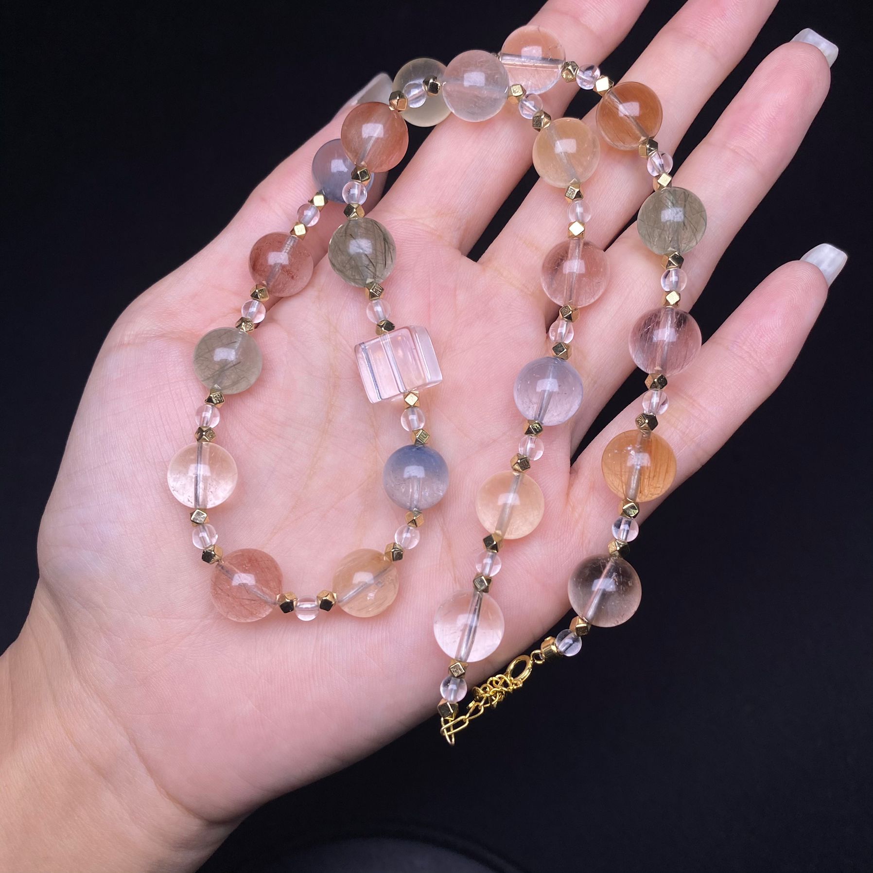 y562 毕业季冰透兔毛项链天然水晶s925多样性发一