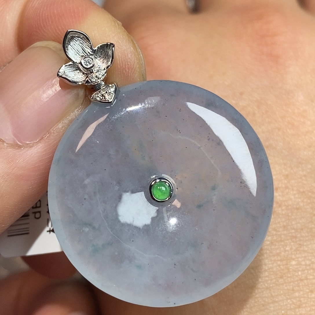 翡翠戒指18K金镶嵌平安