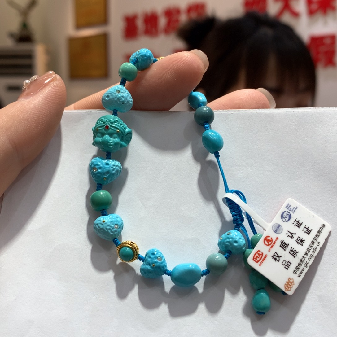 绿松石单圈18K金镶嵌