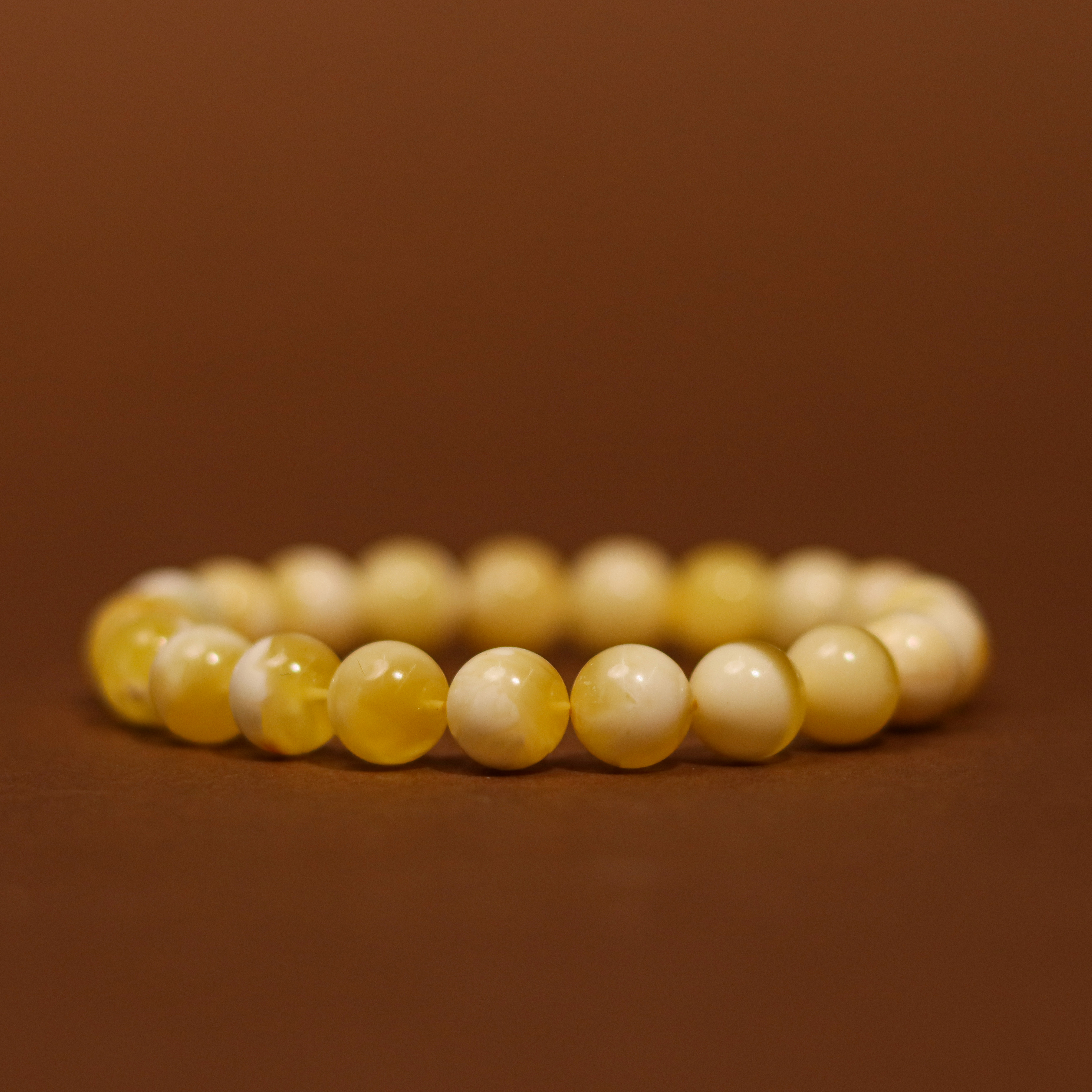 蜜蜡素圈单圈手串 金瓷白8.5mm圆珠 多样性发一