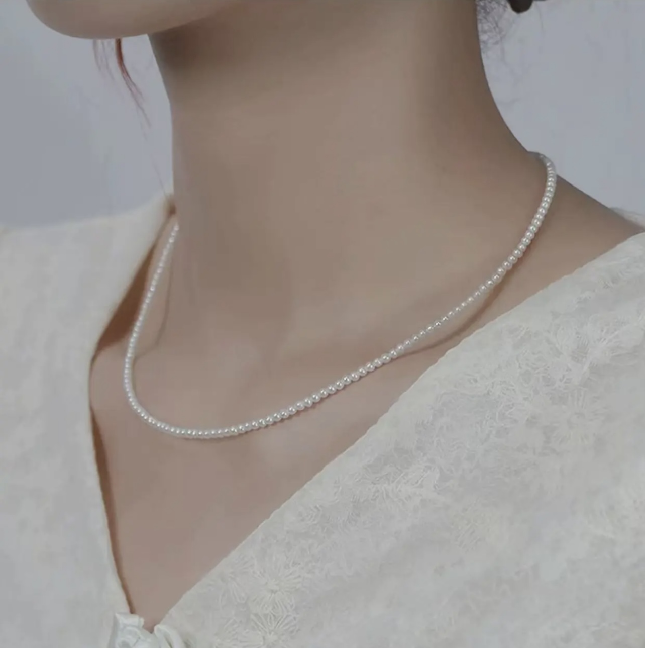 【小乐甄选】 S925银 （卷王小米）天然淡水珍珠小米珠项链3-4mm E208