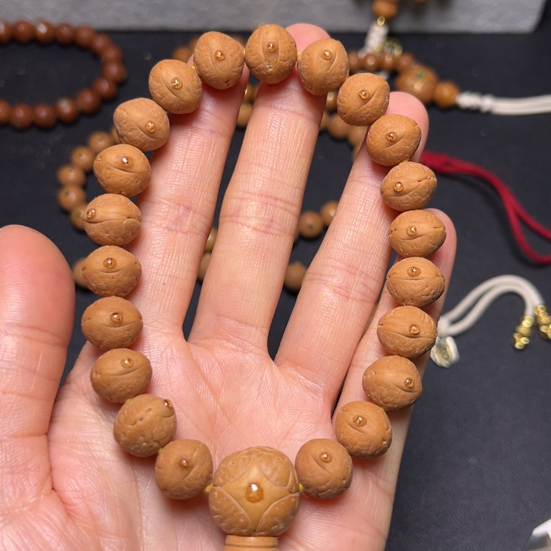 凤眼菩提吊坠12mm红皮实心飞碟精品手串