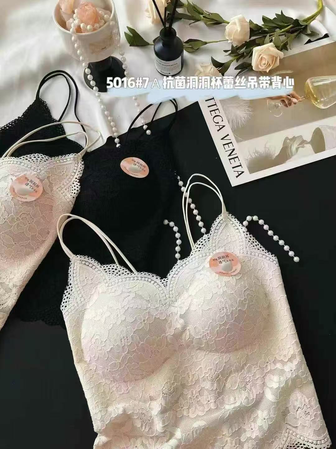 法式蕾丝修身型美背吊带时尚显瘦抹胸背心无钢圈套装夏季聚拢