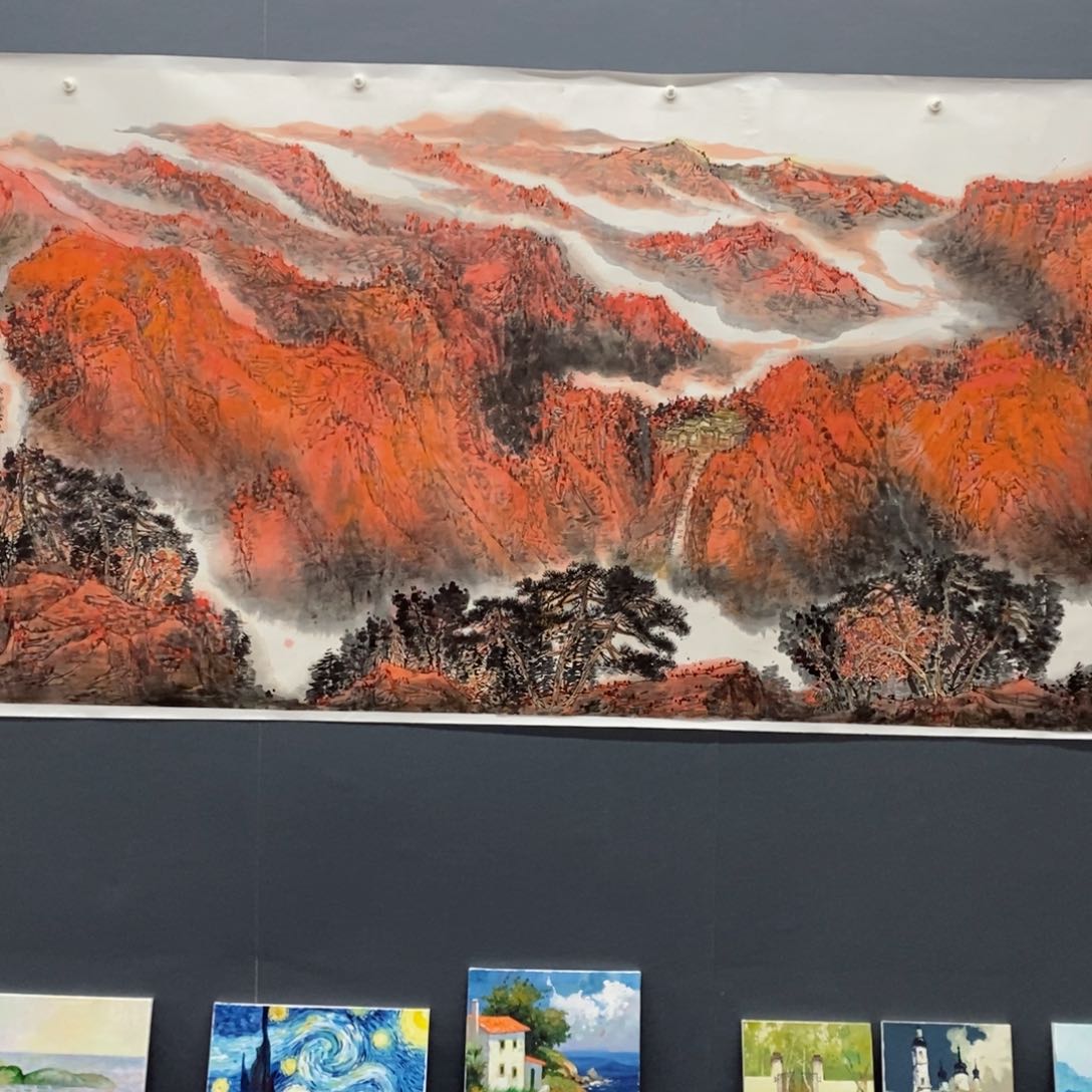 国画晴****界丈二山水作品朱