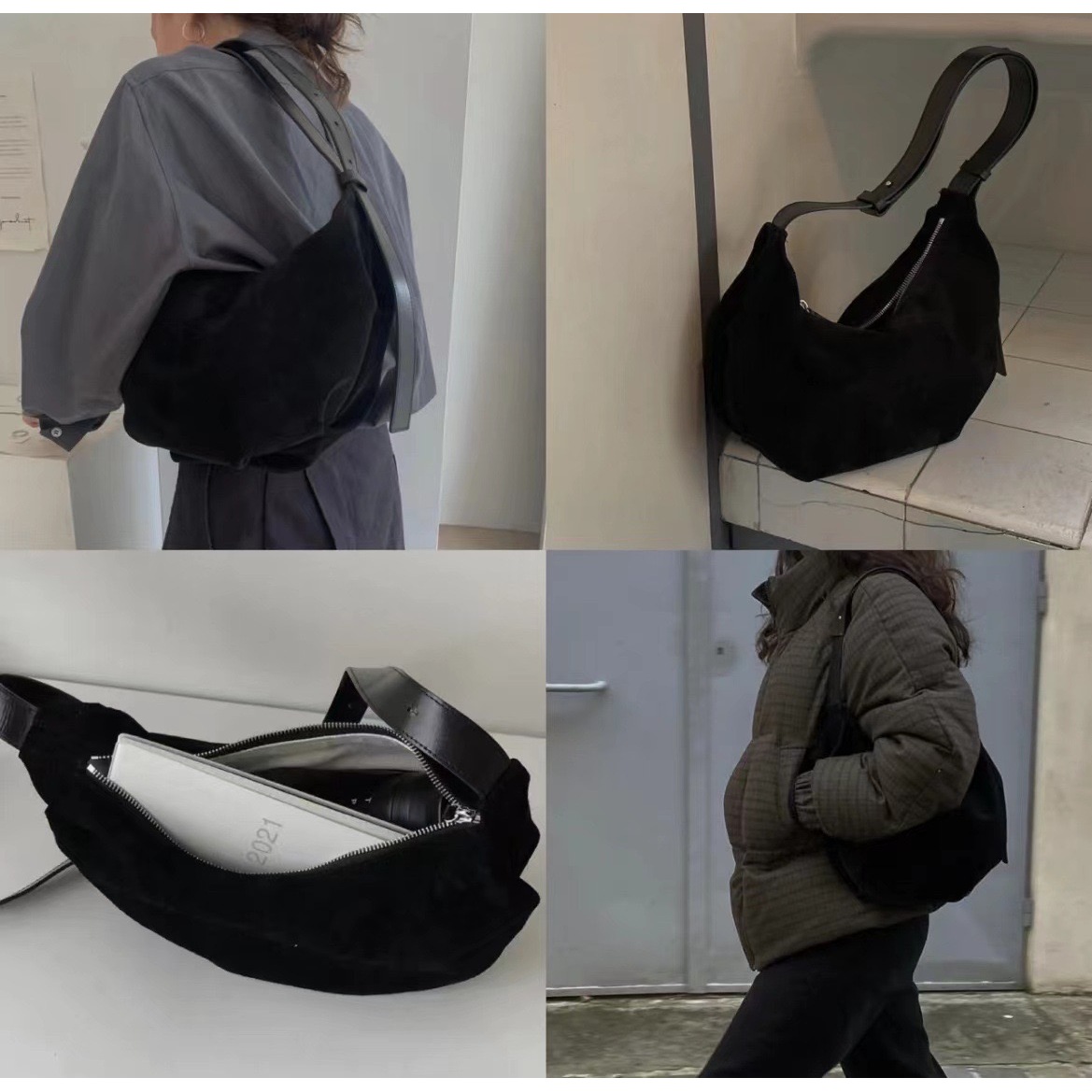 BB2323   设计师品牌牛皮单肩腋下饺子包