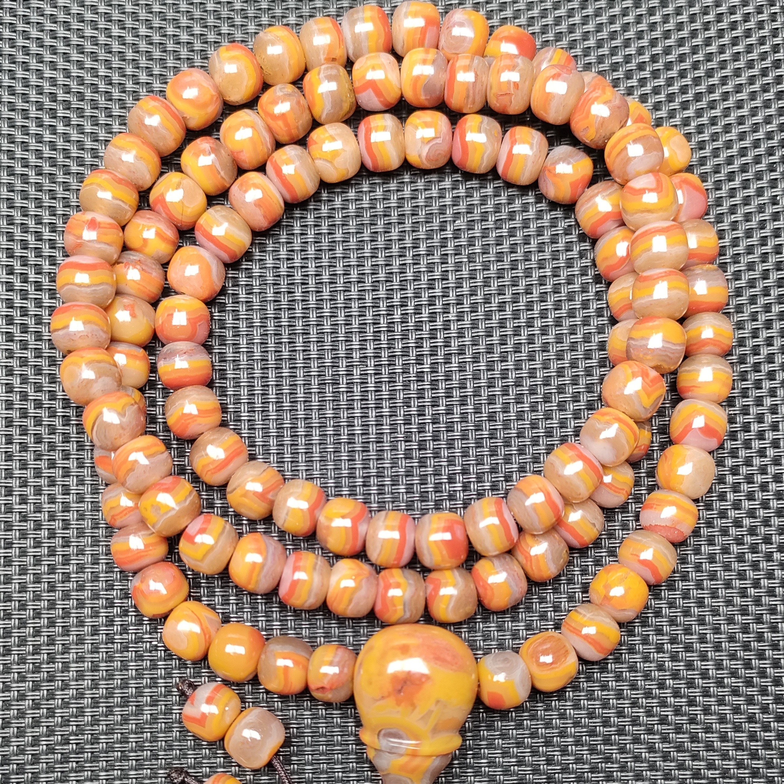 战国红玛瑙108项链，直径卡9