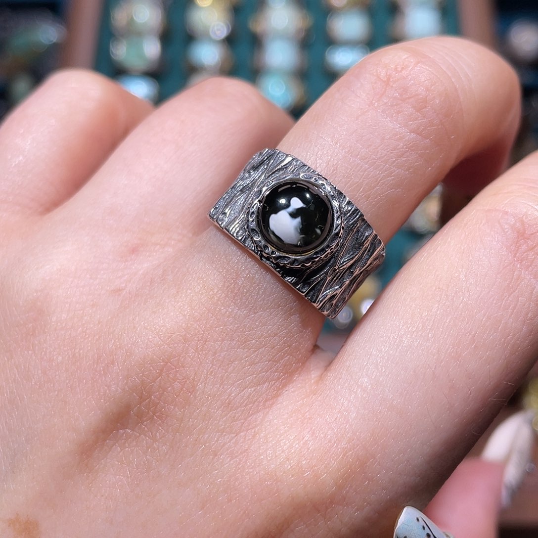 琥珀银S925镶嵌戒指