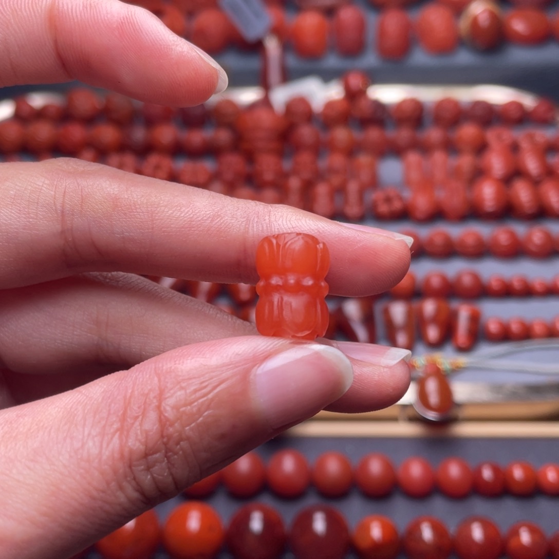 安****南红玛瑙未镶嵌其他W10➕保山柿子红并蒂莲配饰