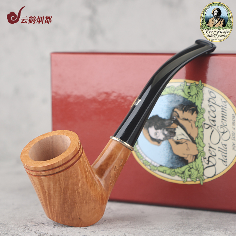 意大利Ser Jacopo斯尔·贾克博石楠木烟斗浅色光面锤子银圈CL2
