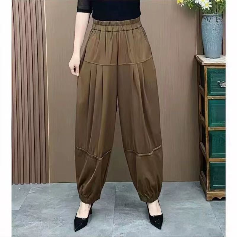 2-25001早秋爆款2025休闲裤宽松显瘦女裤纯色洋气哈伦百搭灯笼裤