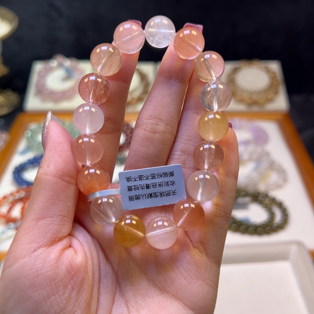 水晶手串未镶嵌、**七12m毕业级糖果彩兔毛