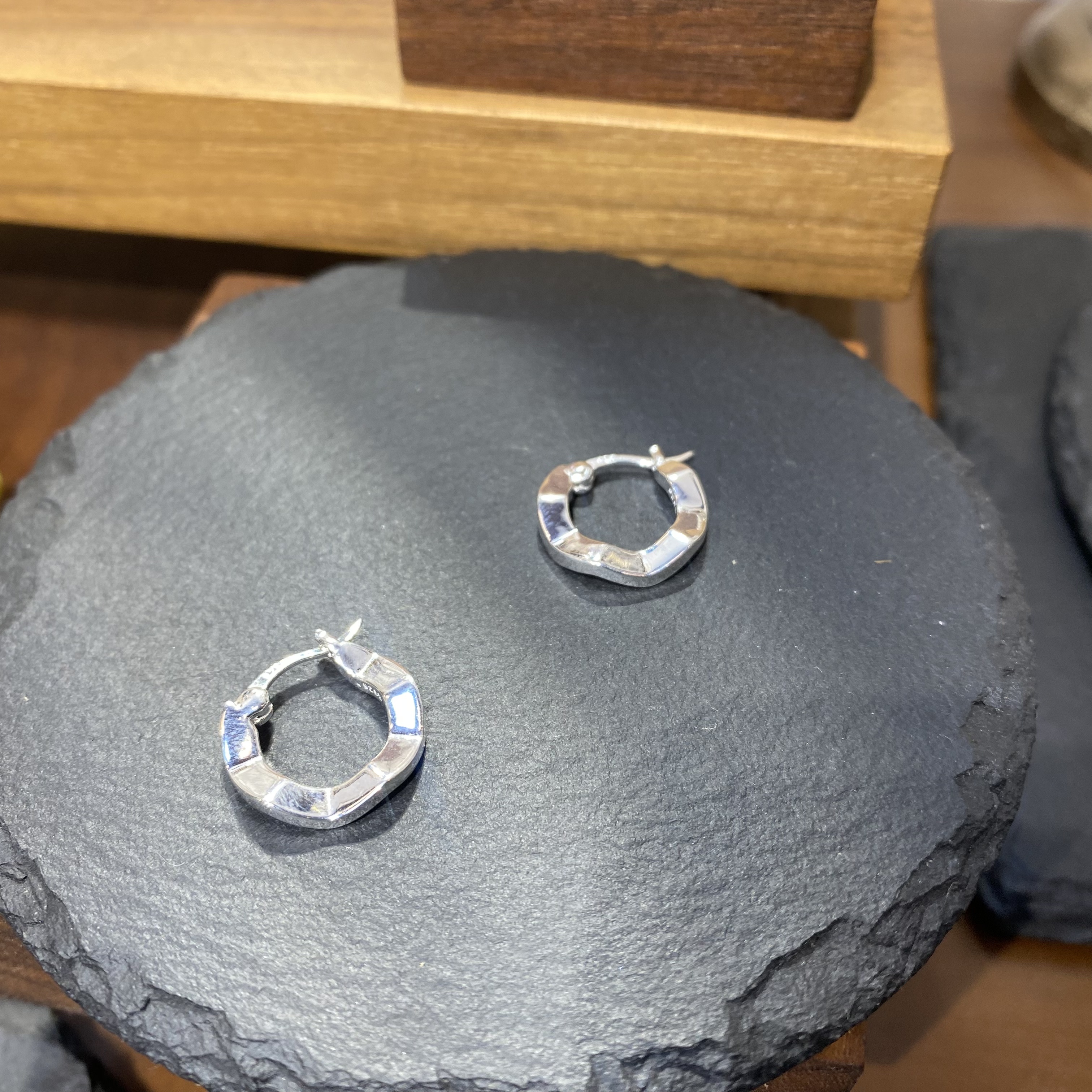 925银耳饰 摩登折折S925银耳圈耳扣