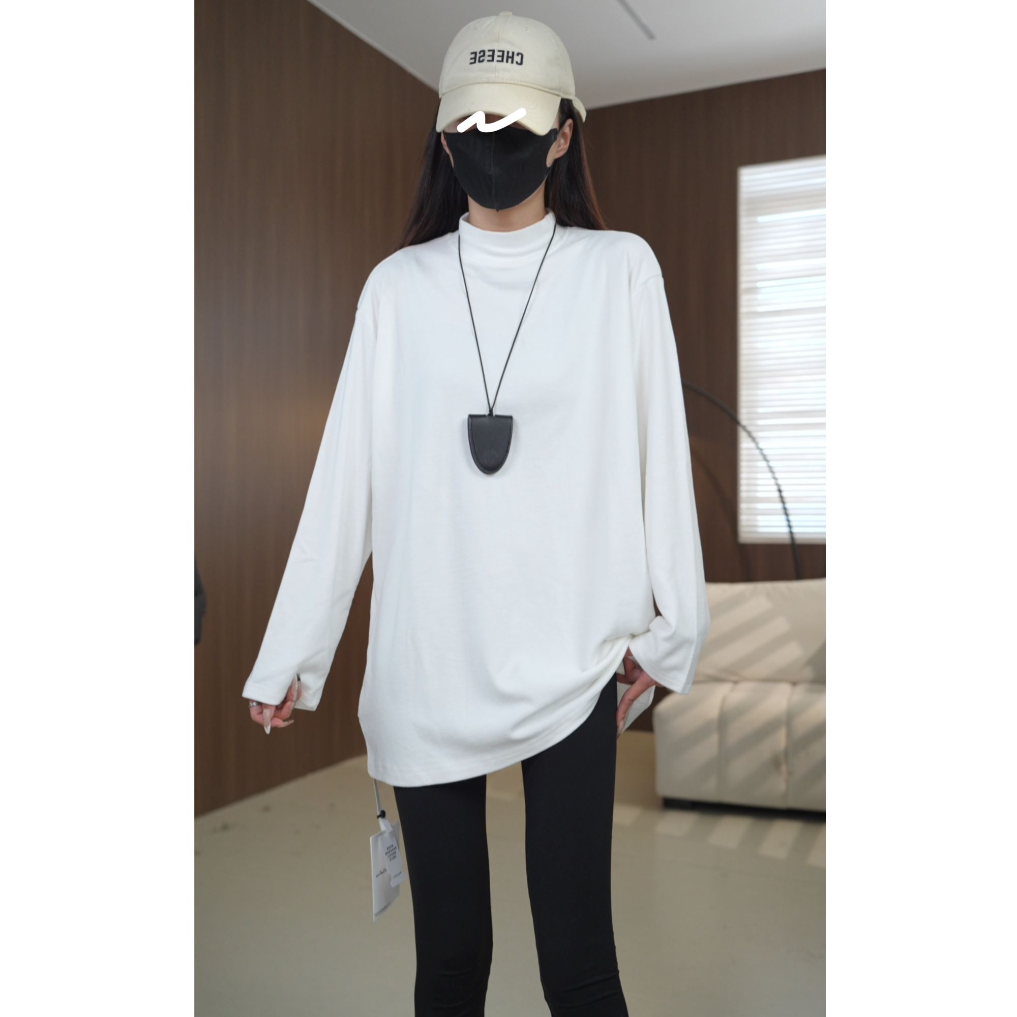 硕哥双面澳绒长袖~超亲肤打底休闲纯色半高领内搭上衣 26344