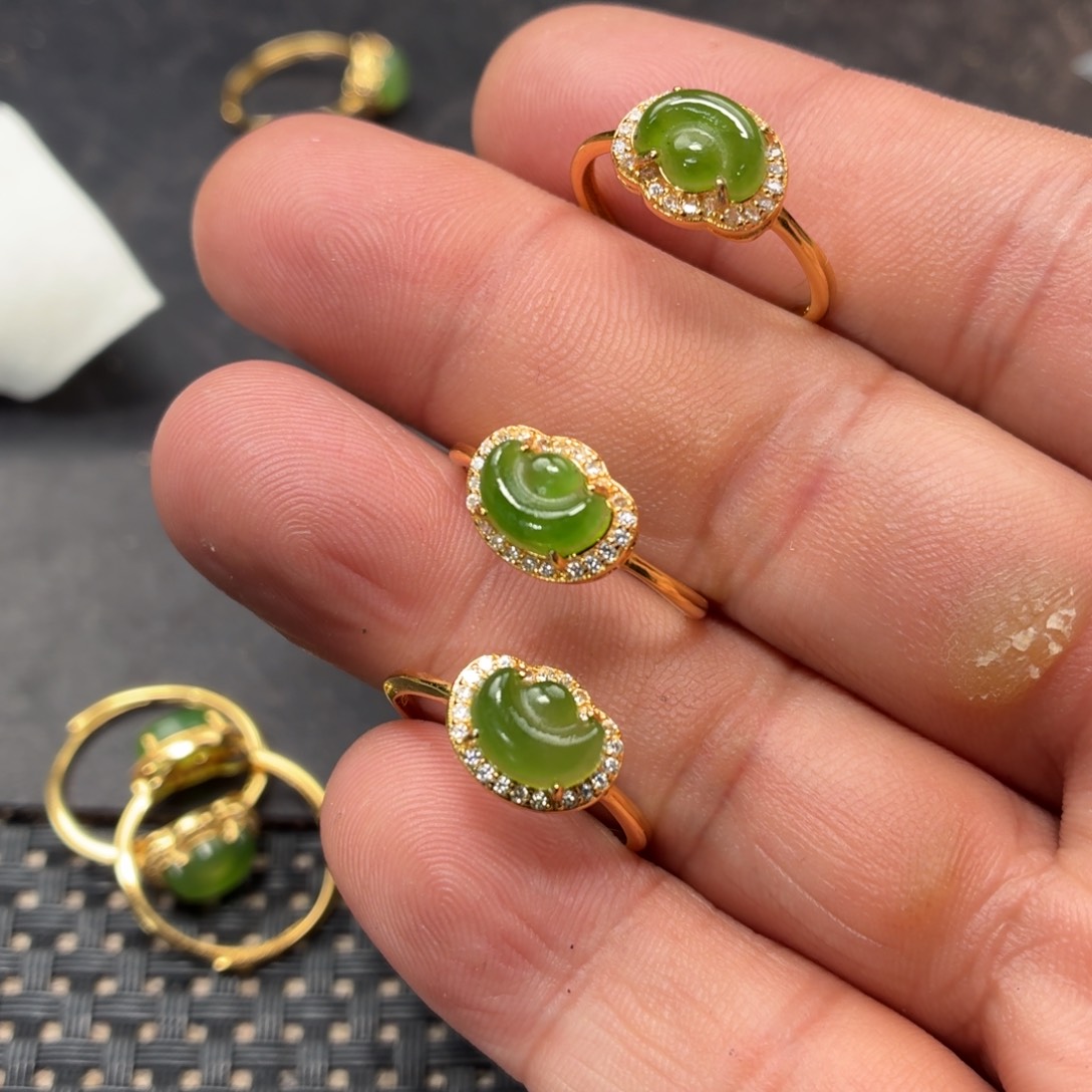 和田玉银S925镶嵌戒指多样性发货拍一发一