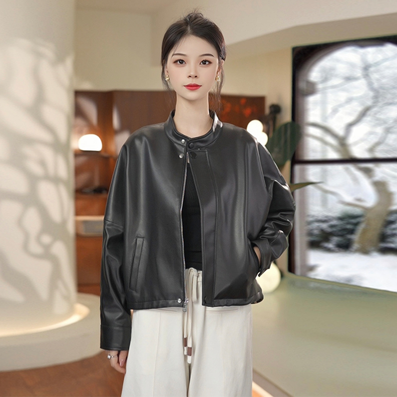 海宁真皮皮衣外套女修身新款大码2573YJB