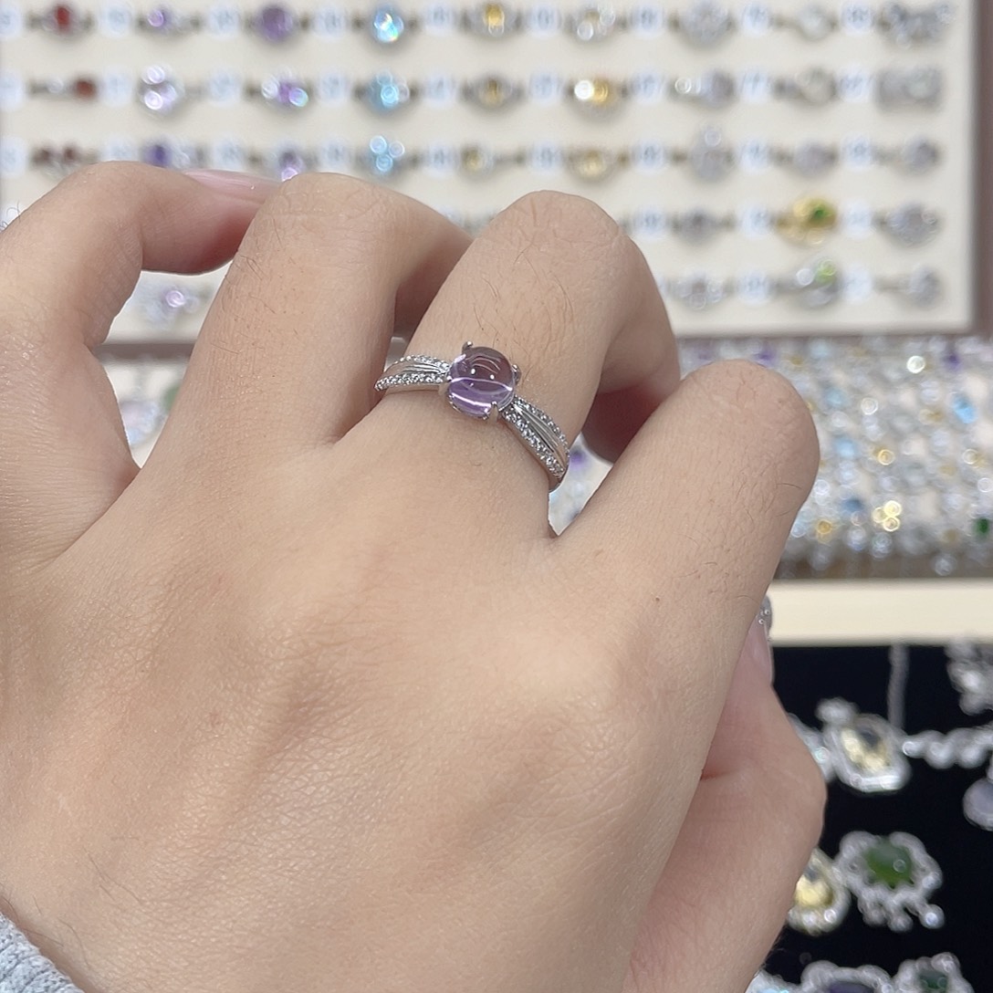 小***°银S925镶嵌紫晶戒指