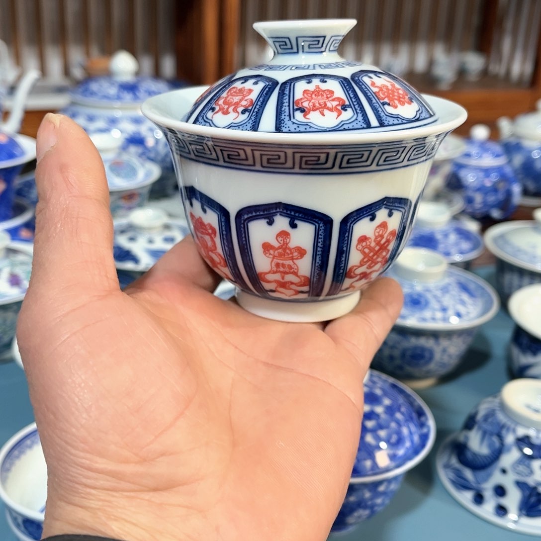 錡镇堂手工手绘盖碗