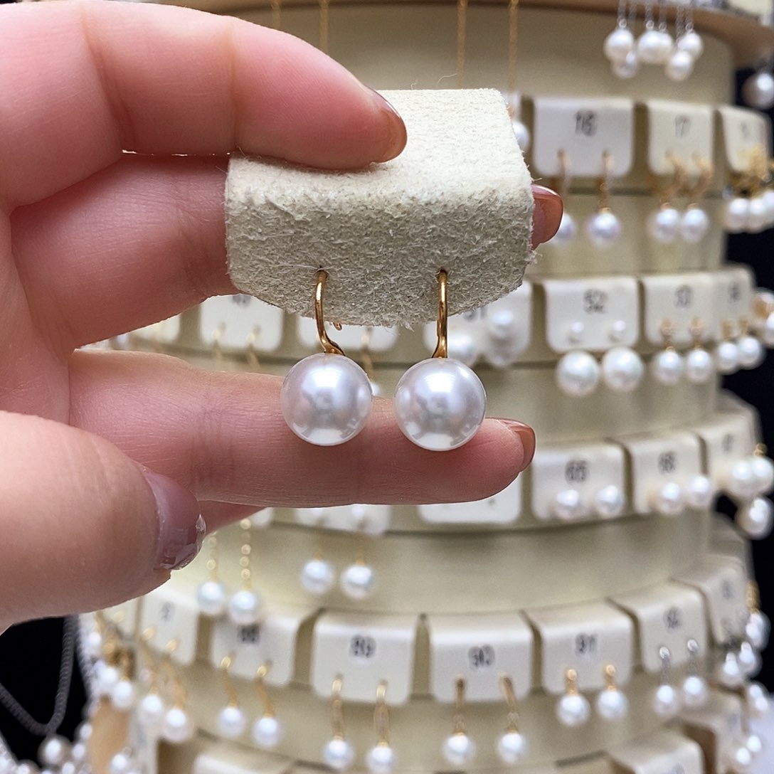 银S925镶嵌淡水珍珠耳饰
