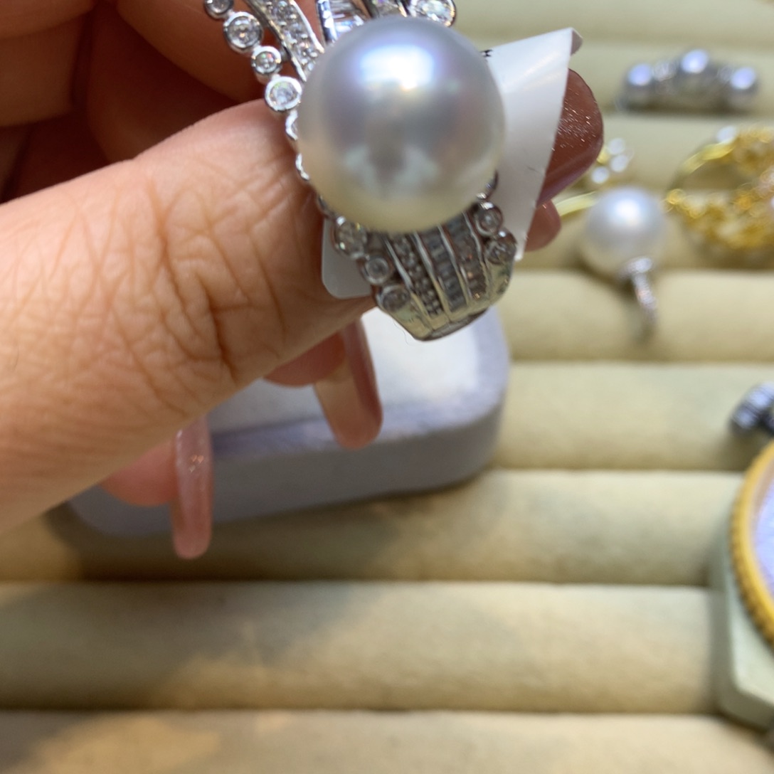 银S925镶嵌戒指海水珍珠