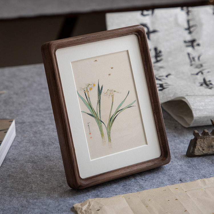 中式黑胡桃实木相框摆台高级感照片书法装裱画框摆件相框照片摆台