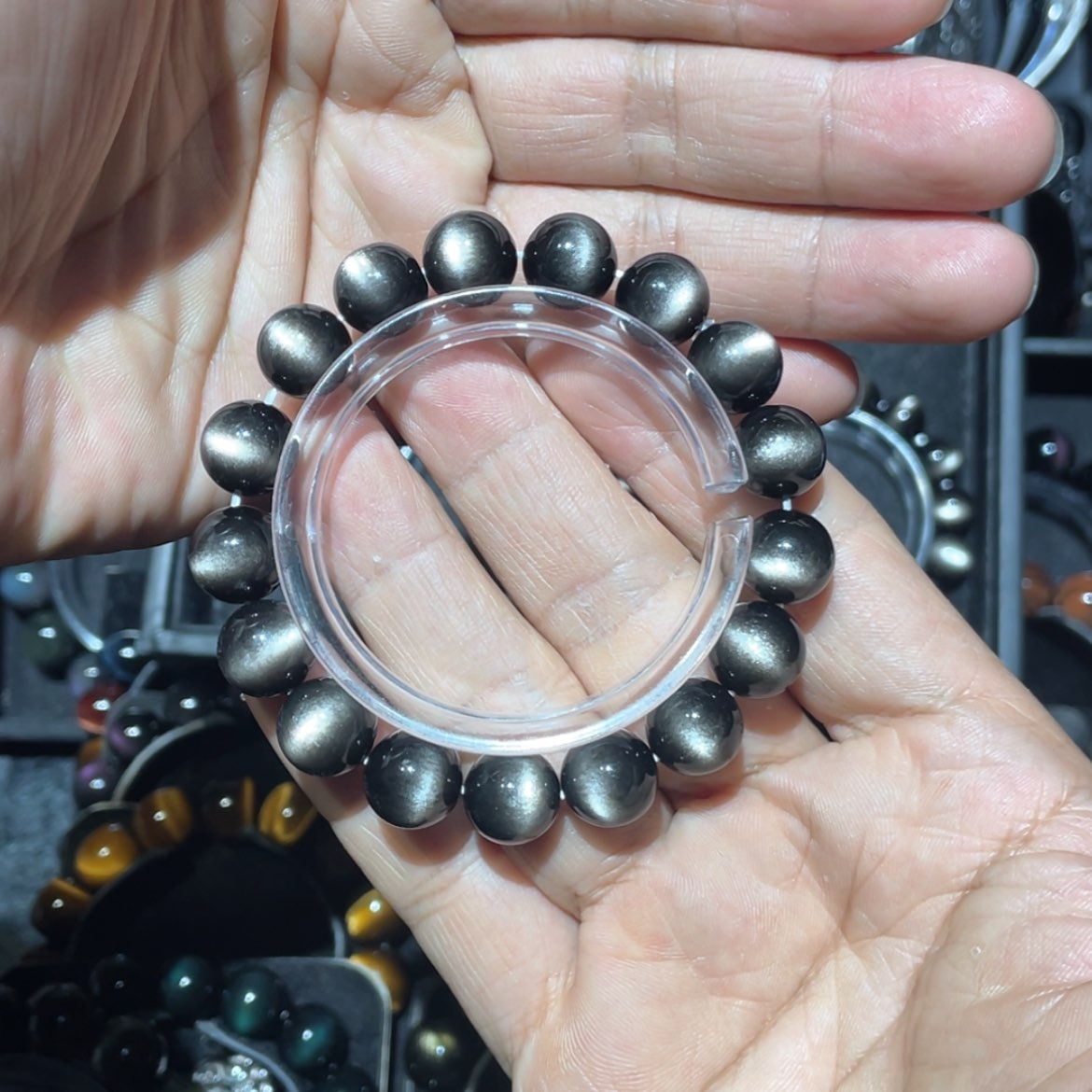 【闪购商品】黑曜岩手链未镶嵌充***肉