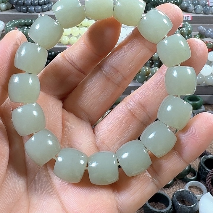 和田玉手链未镶嵌橘*新疆且末料直切卡14