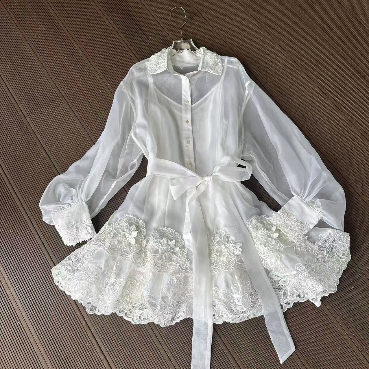 【禾枫丫丫-铃兰】100%桑蚕丝欧根纱立体版型连衣裙 59129