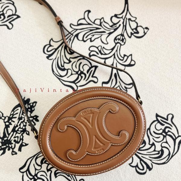 大吉中古/Celine瑟琳焦糖色mini月饼斜挎包