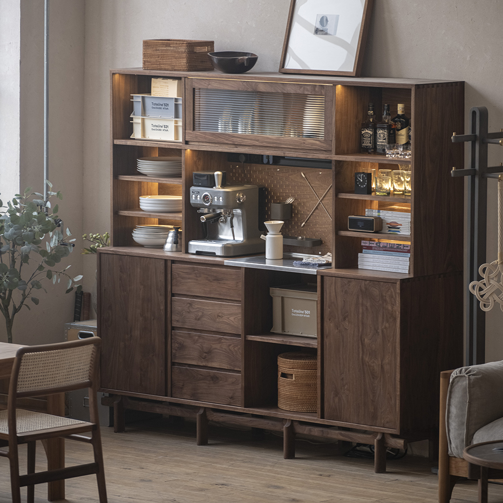 【厌式房间】重山餐边柜实木收纳柜餐厅客厅高边柜北欧日式诧寂风