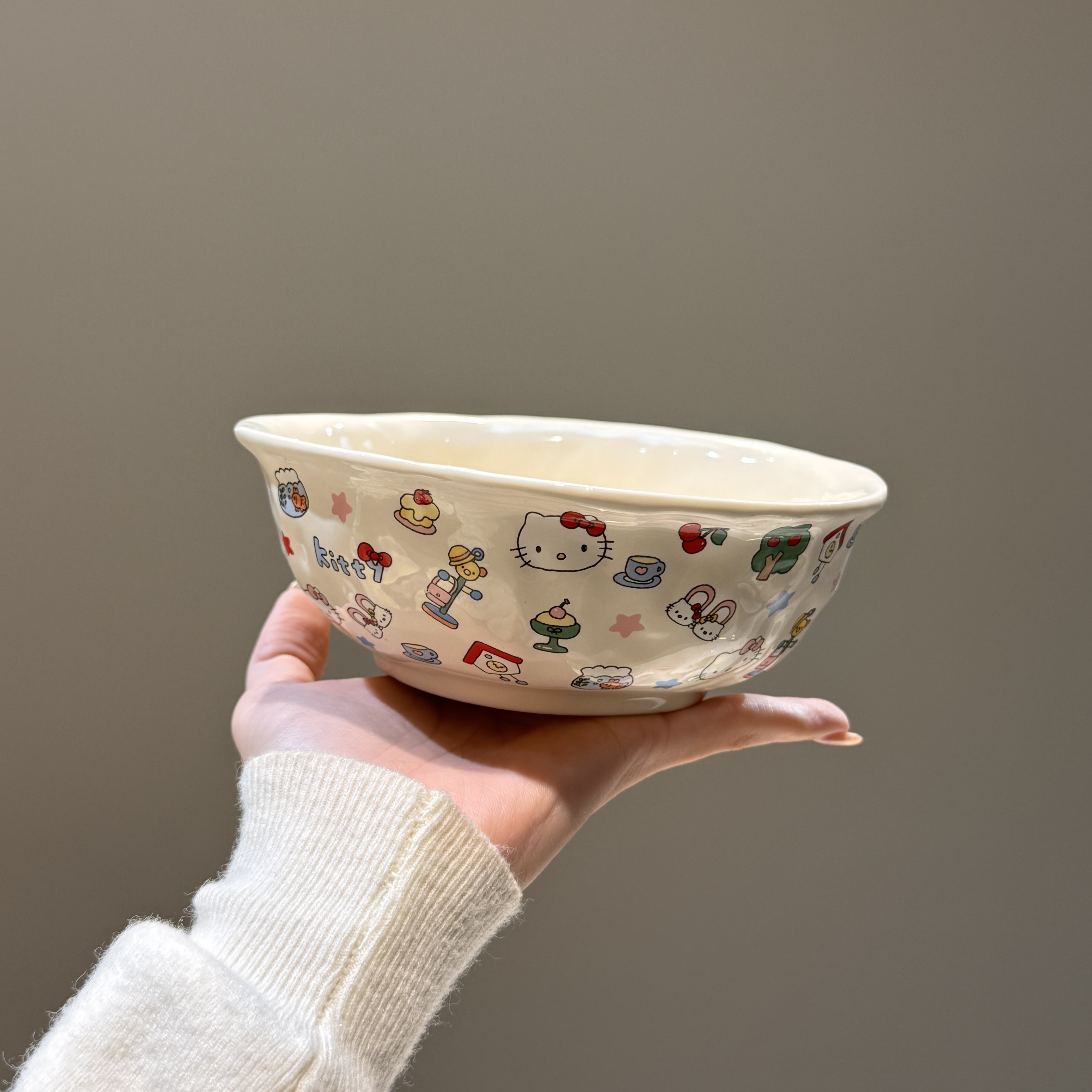【圈和圆】乐园小猫系列锤纹沙拉碗 吃饭陶瓷碗