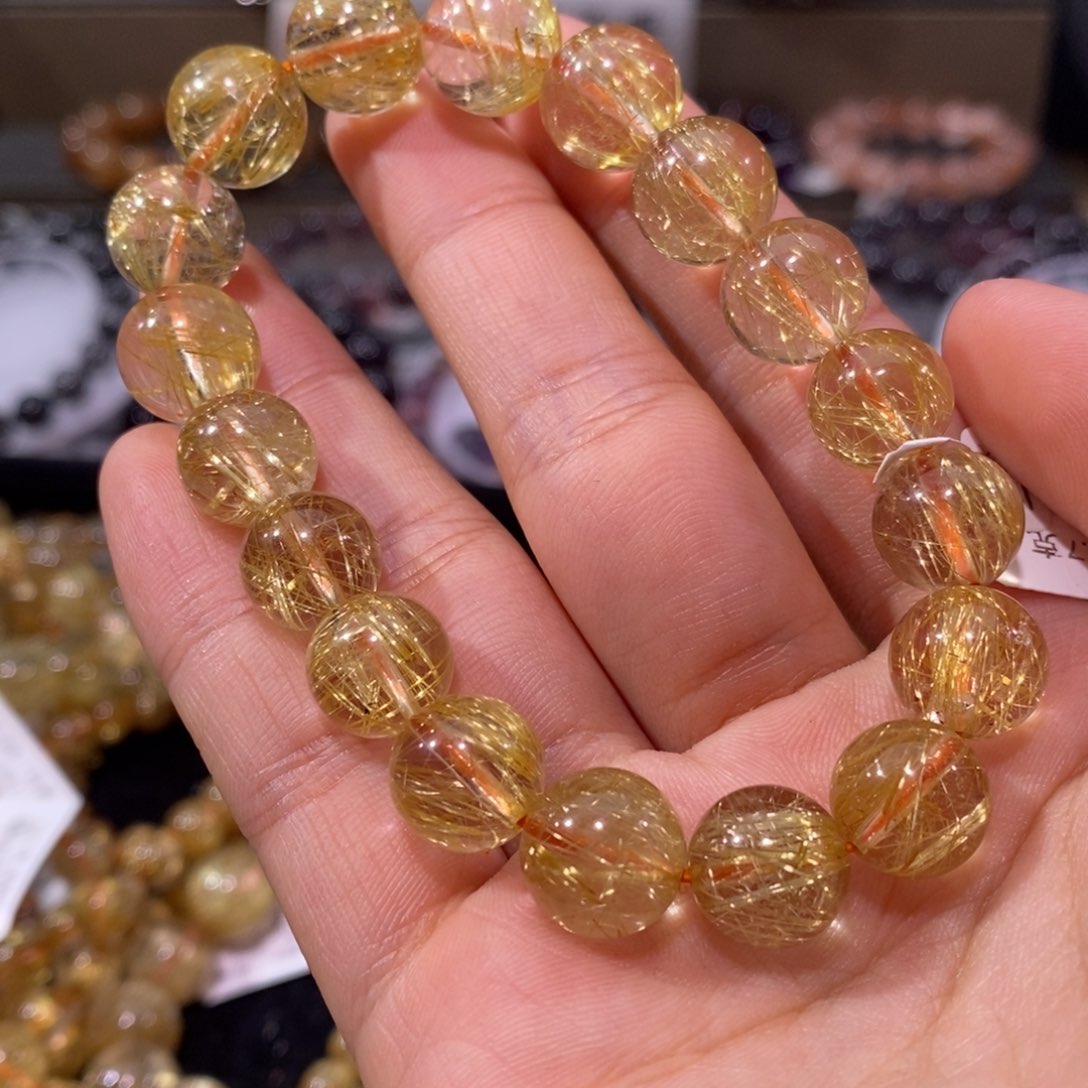 水晶手串未镶嵌金发晶11+