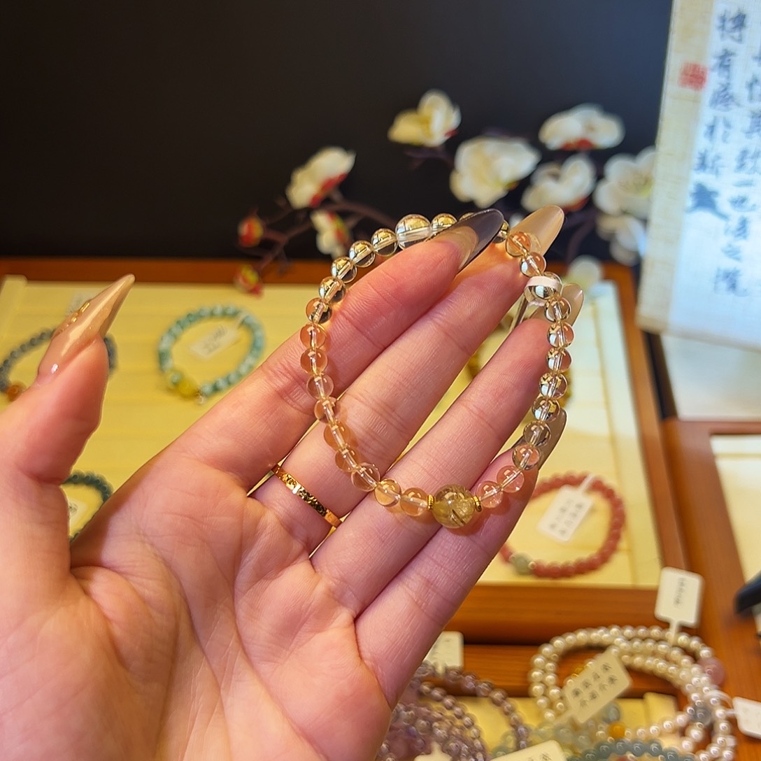 水晶手链银S925镶嵌-黄888