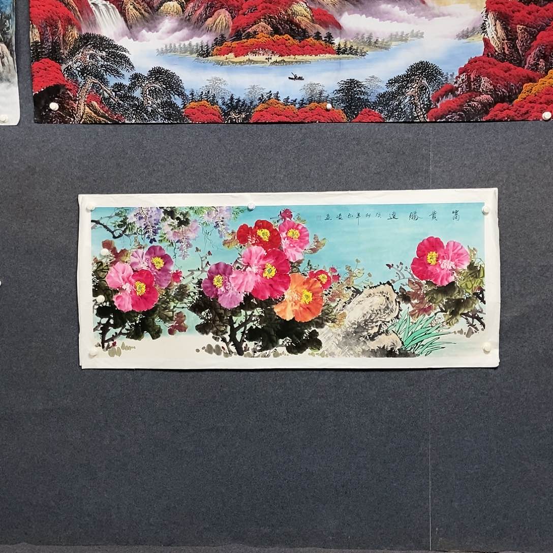 国画小六尺花鸟一副