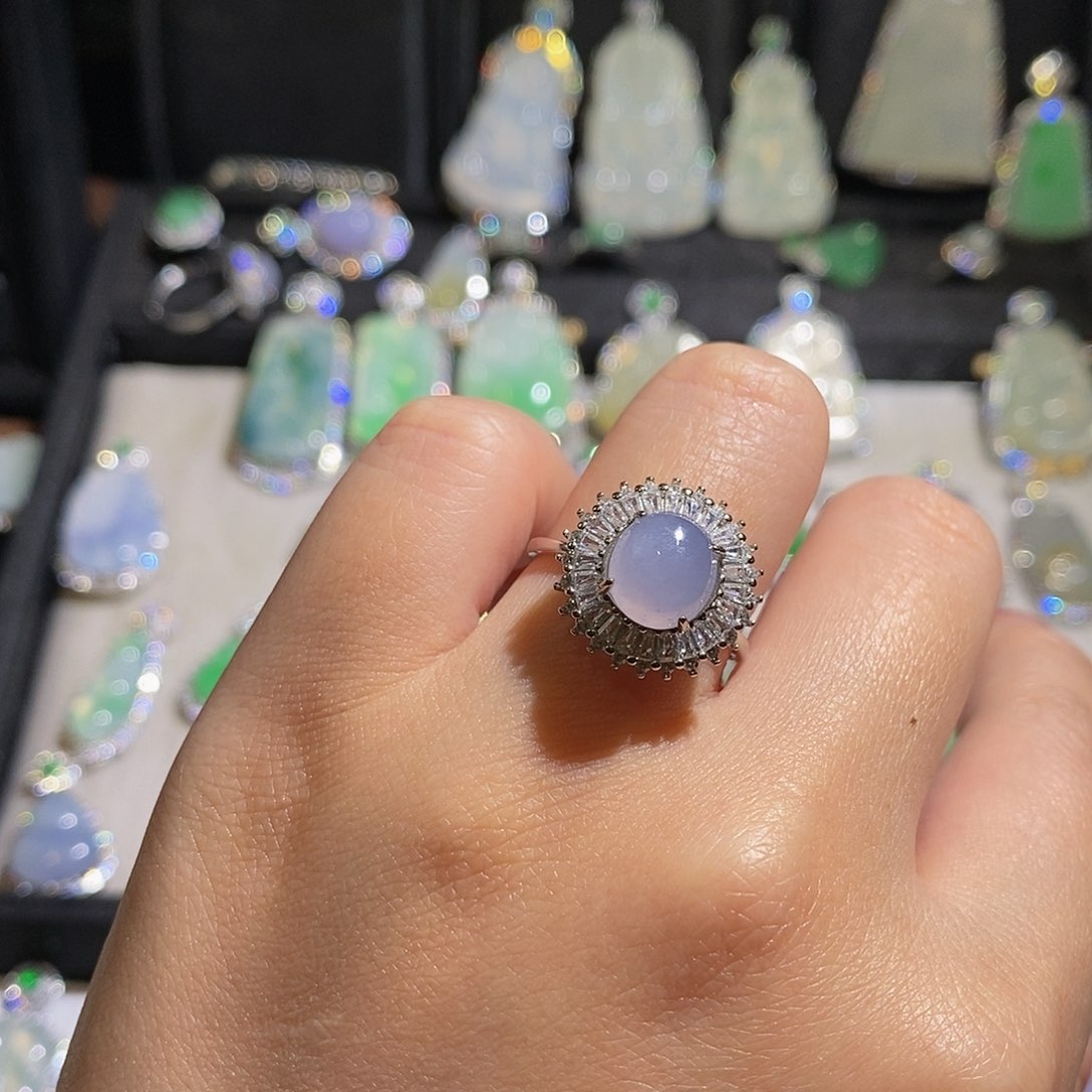 翡翠银S925镶嵌颈饰放**麻天然翡翠