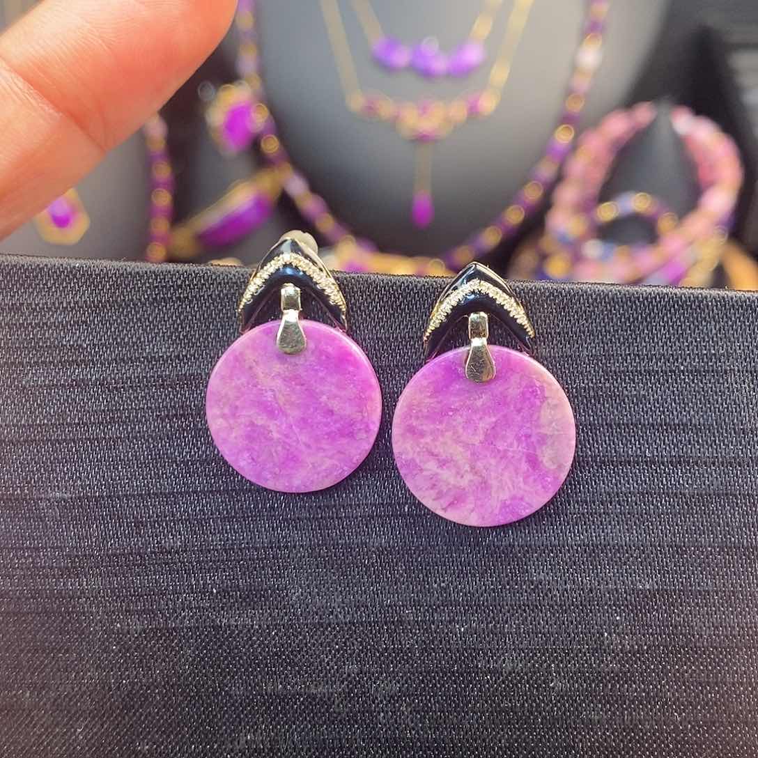 苏纪石（舒俱来）耳饰18K金镶嵌