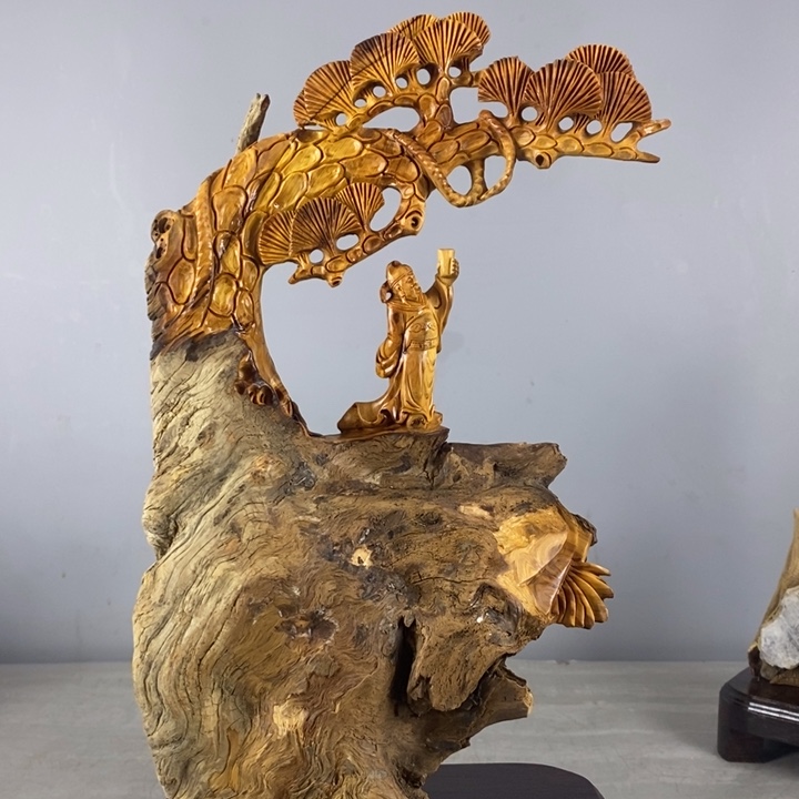 柏木（崖柏）手工雕刻李白