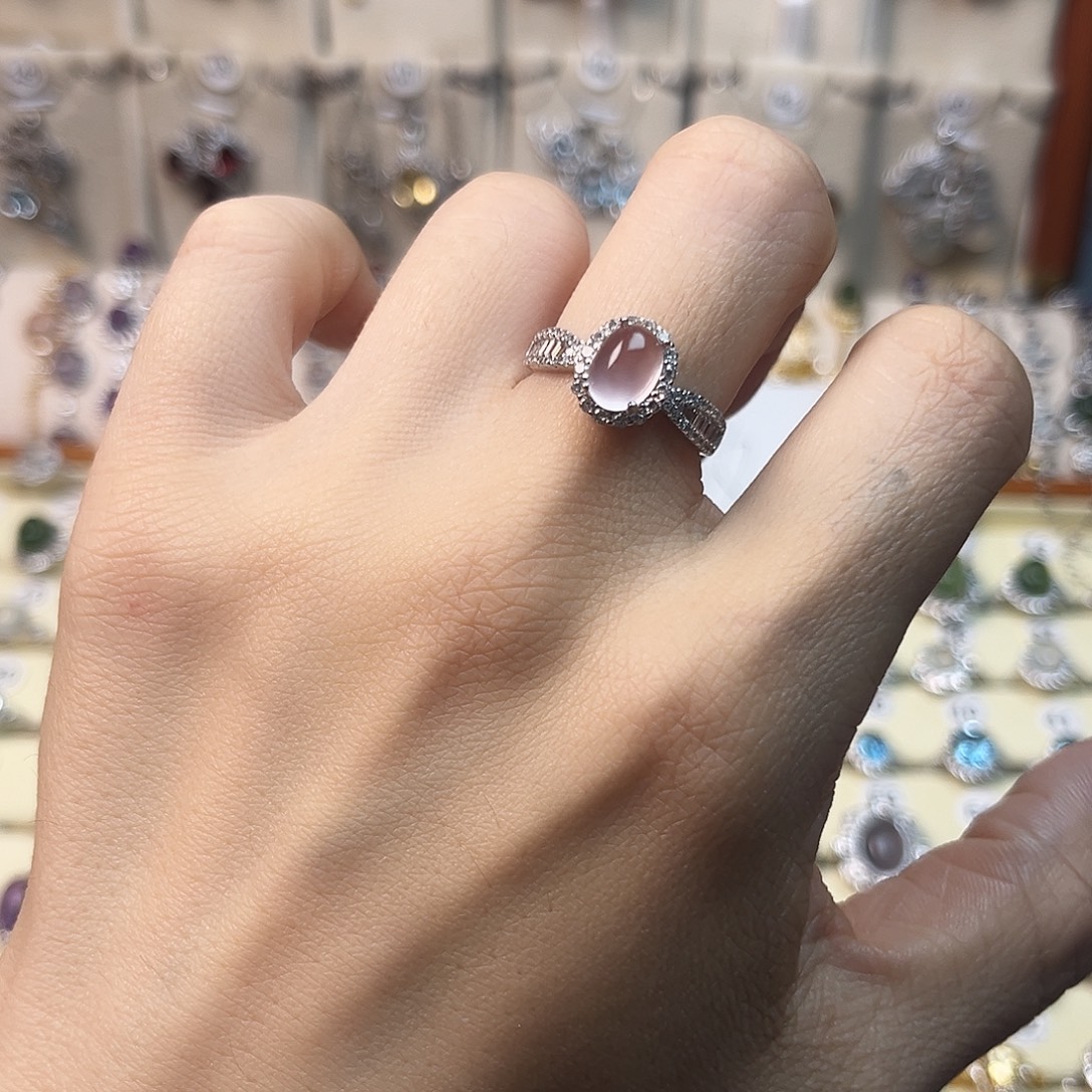 银S925镶嵌戒指烟晶