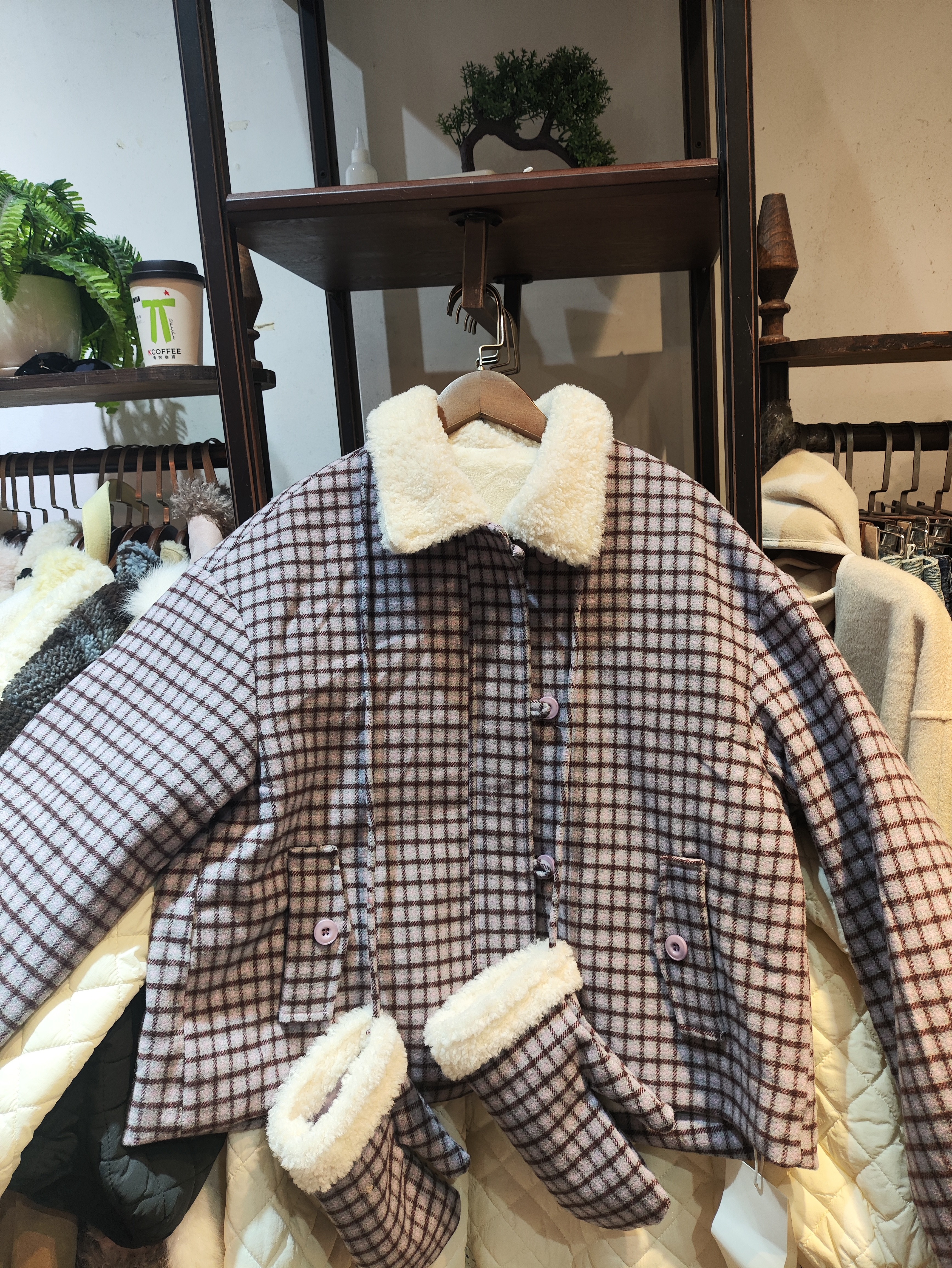 宽松连帽菱格棉服女慵懒松弛风冬季新款减龄保暖外套