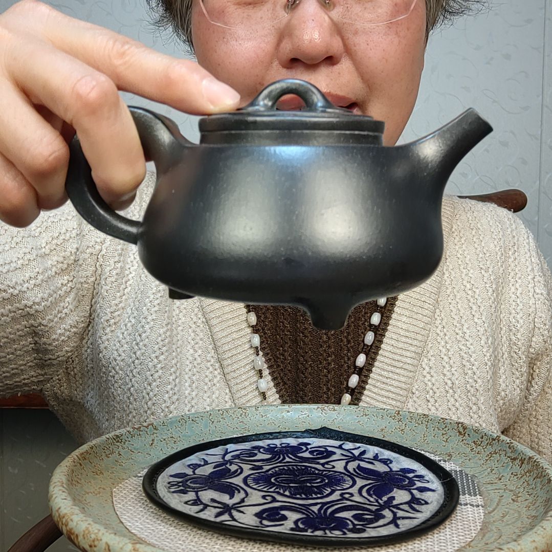 紫砂茶壶石黄如意石瓢280