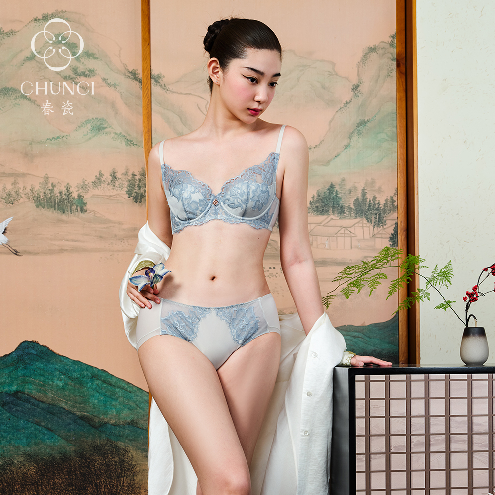 春瓷CHUNCI曲江夜宴系列【黛影全罩杯】大胸显小薄款性感女士内衣