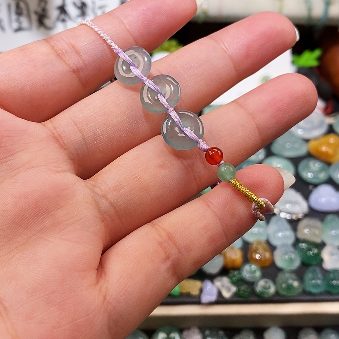 翡翠未镶嵌颈饰平安扣手绳15