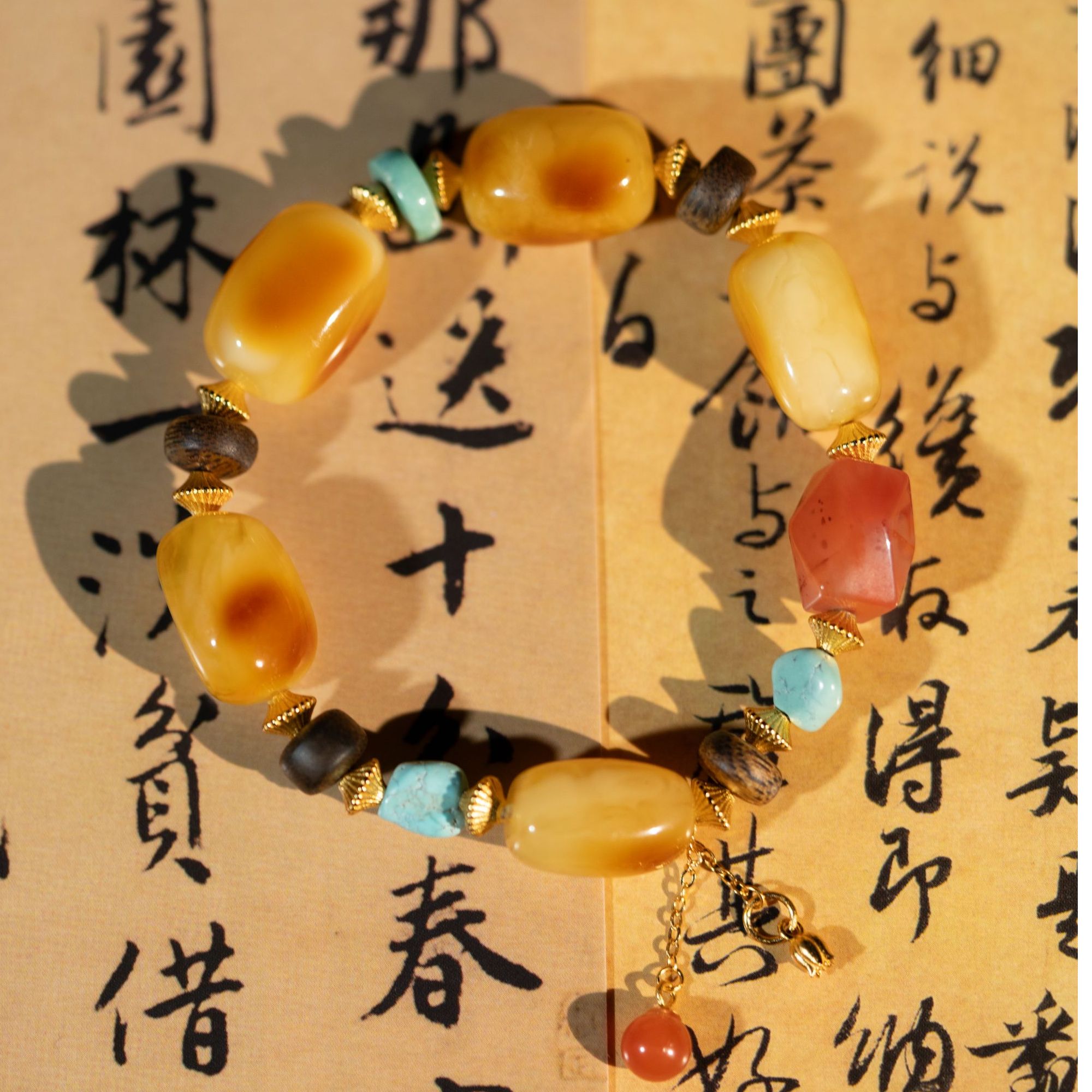 明道煊【秋意浓】蜜蜡随形百搭女款设计手串