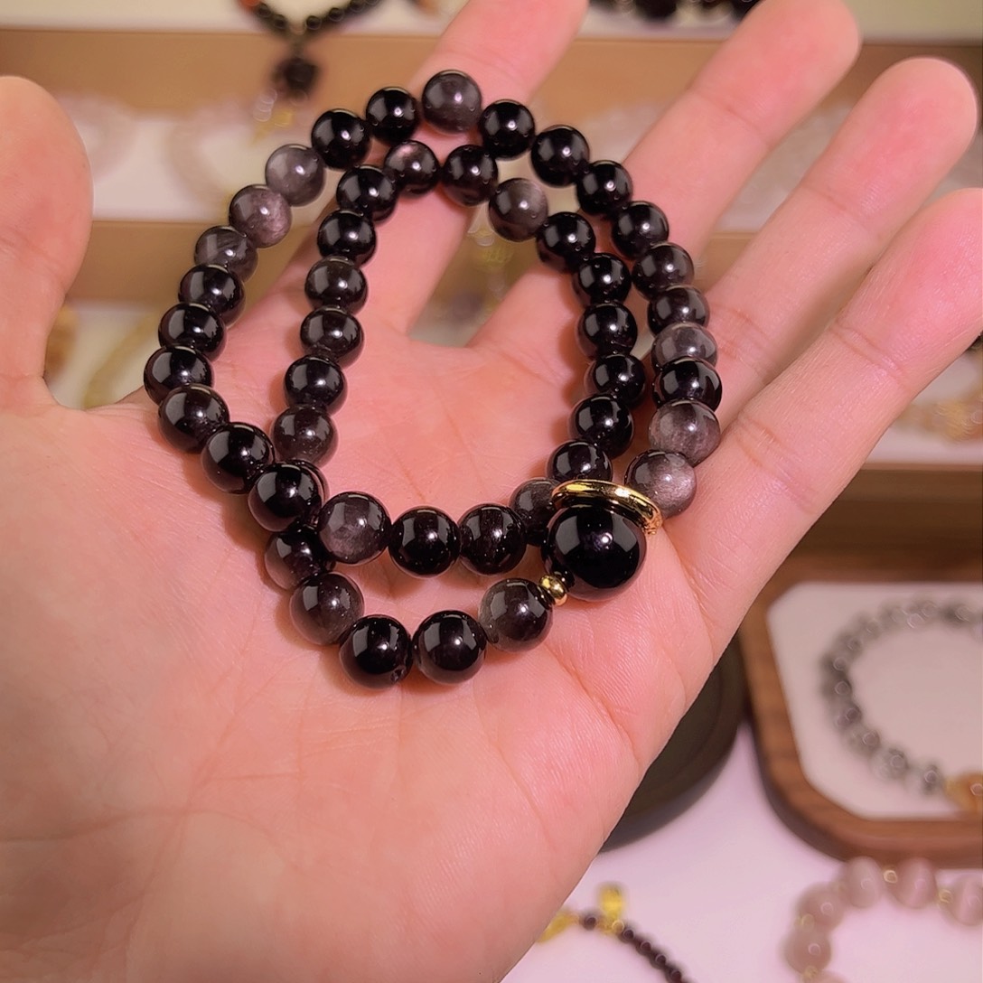 黑曜岩手串未镶嵌