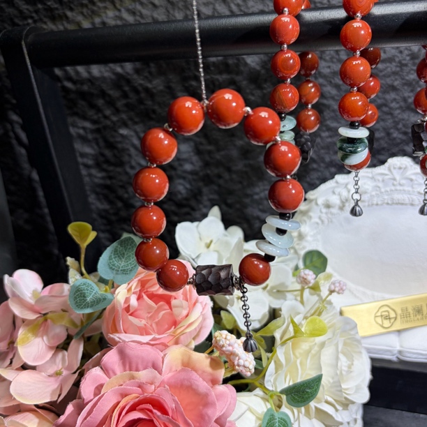 【晶澜月】B225*好运连连*天然红玛瑙手串 多样性发其一